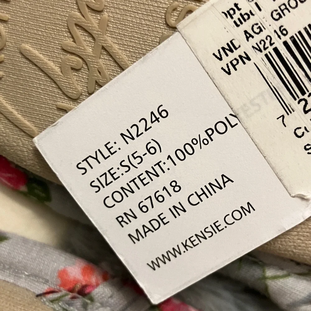 Kensie Kids' Floral Gray Bunny Slipper with grip bottom